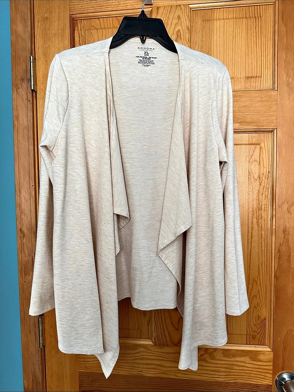Sonoma Cream Colored Open Front Cardigan; Size: LP
